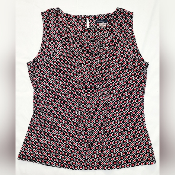 Tommy Hilfiger Large Red Black White Geometric Pullover Sleeveless Top - Picture 1 of 8